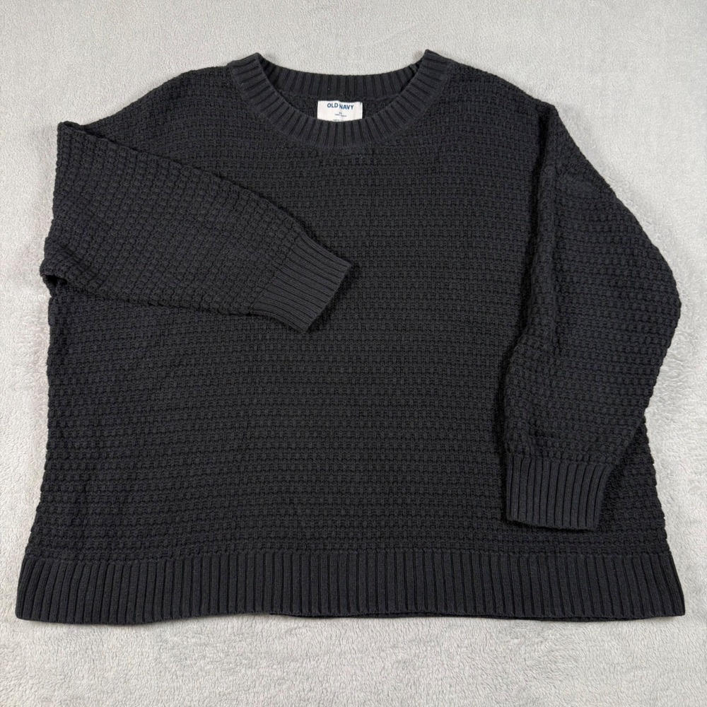Old Navy Women's Plus 2X Textured Stitchy Tunic Sweater Black